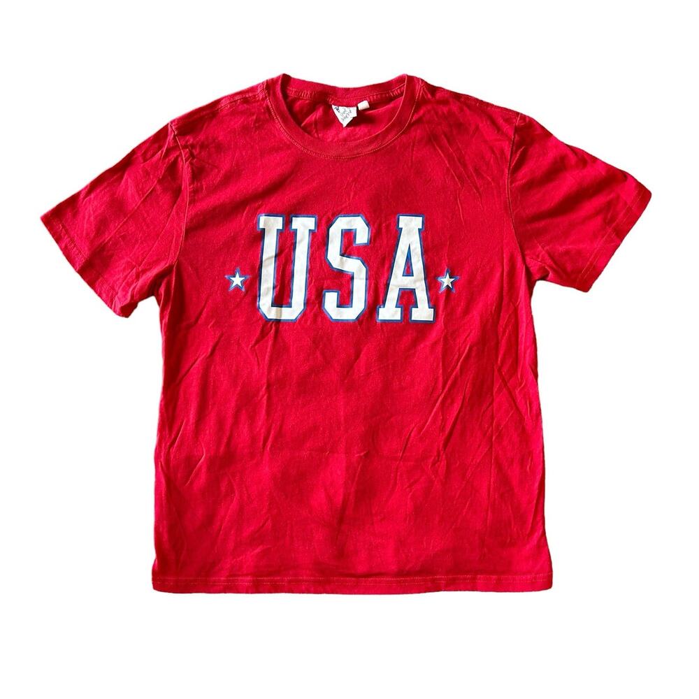 Spirit of America Red USA Short Sleeve T-Shirt Womens Size M